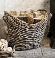 Image of Ivyline Wicker Log Basket Oval Lined New with tags