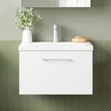 Image of Nuie Arno Wall Hung 1-Drawer Vanity Unit with Basin-1 600mm Wide - Gloss White