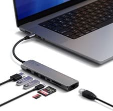 Image of SATECHI 7-in-1 USB C Hub Slim Plus Multiport Adapter Space Grey/