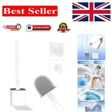 Image of Ergonomic Toilet Brush with Soft Bristles & No-Slip Holder - Compact & Stylish