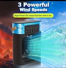 Image of Portable Air Cooling Fan 3 in 1 with Spray & 7 Color Light – USB Mini Desk Air C