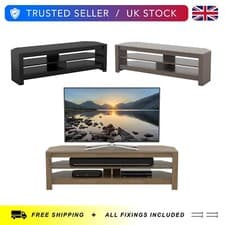 Image of TV Floor Stand Wood Effect Unit, Up To 65" TVs, Open Storage, 3 Colour Options