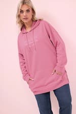 Image of Yours Curve Women's Plus Size 'Brooklyn' Embroidered Slogan Hoodie