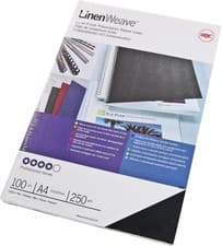 Image of GBC 250 GSM A4 Textured Linen Look Binding Covers - Black [Pack of 100]