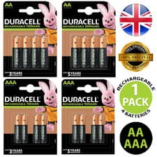 Image of Duracell Rechargeable Batteries AA AAA Ultra Plus NiMH Duralock Pre Stay Charge