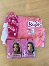 Image of 💖 Mixed barbie Items…..beach towel, Cozy Socks & Face Masks 💖