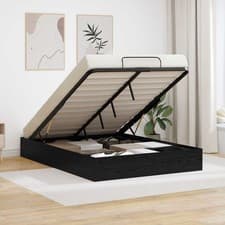 Image of Ottoman Bed Frame Black Oak 193 x 140 x 25 cm Engineered Wood
