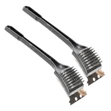 Image of 2 Heavy Duty BBQ Grill Brush Cleaner with Steel Scraper Wire Bristles Barbecue