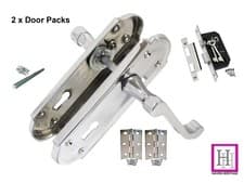 Image of Polished Chrome Lock Scroll Door Handles Ashford Ashworth Style Victorian Scroll