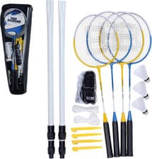 Image of Baseline 4-Player Badminton Set with Rackets, Shuttlecocks, Net, and Carry Bag