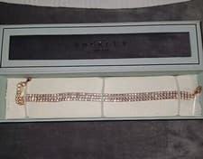 Image of Buckley London Rose Gold Tone Bracelet 3 Strand Crystals BNIB