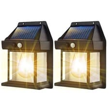 Image of Solar Wall Light Outdoor Motion Sensor Fixture Vintage Lantern LED Security Lamp