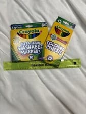 Image of BACK TO SCHOOL BUNDLE- Crayola Markers, Color Pencils, & Ruler - NEW