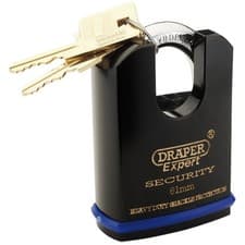 Image of Draper Expert Heavy Duty Padlock and 2 Keys with Shrouded Shackle, 61mm