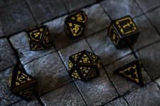 Image of Gemstone Black Dragon Shield Night Obsidian (And Box) DnD Dice Set