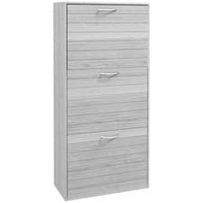 Image of HOMCOM Slim Shoe Storage Cabinet with 3 Flip Drawers, Grey