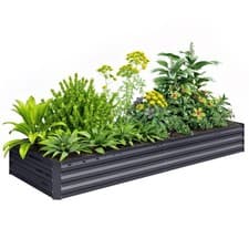Image of Outsunny Galvanised Raised Garden Bed Metal Planter Box with Open Bottom, Grey