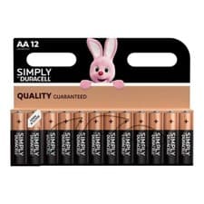 Image of Duracell AA Simply Alkaline Batteries Pack of 12x LR6 MN1500 Long Expiry VAT inc
