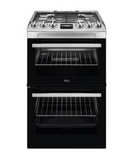 Image of AEG CGX1130ACM 55cm Gas Cooker Double Oven 4 Burner Stainless Steel