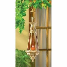 Image of NEW Amber Teardrop Lantern Moroccan Hanging Candle Lamp 23 Inches Tall