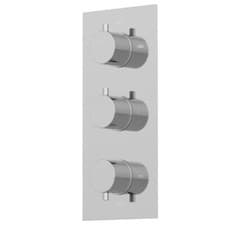 Image of Round Thermostatic Mixer Shower Valve - Concealed Triple Outlet Silver, Chrome