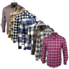 Image of Men's Cotton Shirt LS Flannel Pattern Check Office Wedding Party Work Tops P2