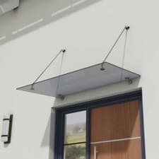 Image of Durovin Glass Canopy Over Door Shelter Porch Stainless Steel Grey 1200-2000mm