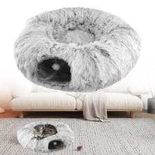 Image of Cat Tunnel Collapsible Removable Pet Play Tube Dogs Bunnies Crinkle Suede Tunnel
