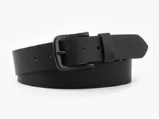 Image of Levi's Seine Logo Leather Belt Black
