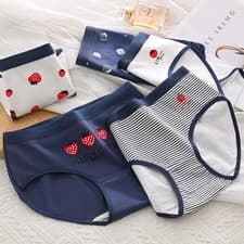 Image of 5 Pc Cotton Panties Women Cartoon Print Briefs Breathable Girls Soft Shorts