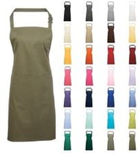 Image of Premier Plain Polycotton Bib Apron with Pocket In 50 Colours