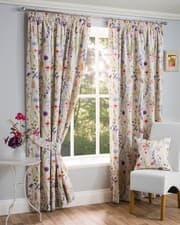 Image of Sundour Hampshire Lined Floral Ready Made 3" Tape Pencil Pleat Curtains