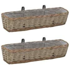 Image of Balcony Planter 2 pcs Wicker with PE Lining 80 cm vidaXL