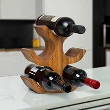 Image of 5 Space wooden Wine Rack tree Bottle Holder Shabby Chic Standing Table Storage