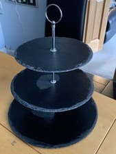 Image of Natural Slate 3-Tier Cake Stand for Afternoon Tea, Wedding, Party Tableware