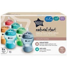 Image of 6x Tommee Tippee Natural Start Baby Bottles 260ml Anti-Colic Slow-Flow Multi NEW