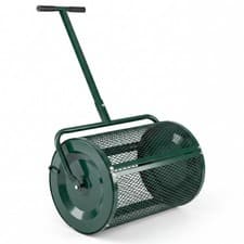 Image of COSTWAY Compost Spreader 61cm Peat Moss Spreader Roller w/ Adjustable Handle