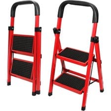 Image of Folding Step Ladder – Iron - Anti-Slip Household Ladder with Safety Step Stool