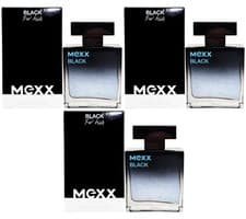 Image of Mexx BLACK For Him 3 X 50ml Eau De Toilette EdT Spray For Man Vegan With Sprayer