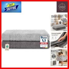 Image of Luxurious 100% Cotton Quick Dry Jumbo Bath Sheets, Grey & Silver, 80x200 cm (...
