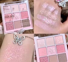 Image of DIKALU 9 Colours Eyeshadow Palette Pressed Powder Pink Brown Glitter Shimmer