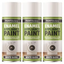 Image of 3X White Gloss 400ml Enamel Spray Paint Household Appliance Aerosol Metal Wood