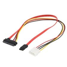 Image of SATA 7+15 Pin Female Combo to SATA 7-Pin Data + 4-Pin Molex Power Adapter Cable