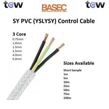 Image of 3 Core SY PVC Cable Sizes 0.75mm, 1.0mm, 1.5mm, 2.5mm, 4.0mm, 6.0mm