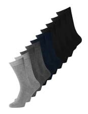 Image of JACK & JONES 10 Pack Mens Socks Comfortable Crew One Size, Dark Grey