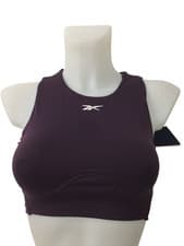 Image of Reebok Women's Crop Top Size S Plum Wicking Logo Mesh Panel Lux Coutour New