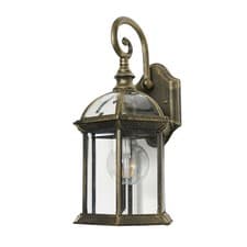 Image of Litecraft Wall Light Outdoor Distressed Effect Lantern - Antique Brass Clearance