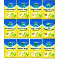 Image of Vicks VapoDrops Sugar Free Lemon & Menthol For Cold And Flu 72g X 12