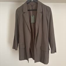 Image of All Saints Khaki Green Aleida Longline Blazer Jacket UK 8 NWT