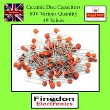 Image of Ceramic Disc Capacitor 1pF - 100nF 50V 49 Values Quantity 10 / 20 / 50